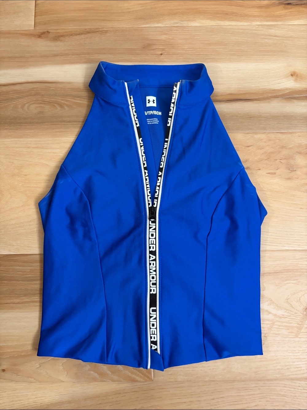 Under Armour Royal Blue Sleeveless Zip-Front Tank with Logo Tape